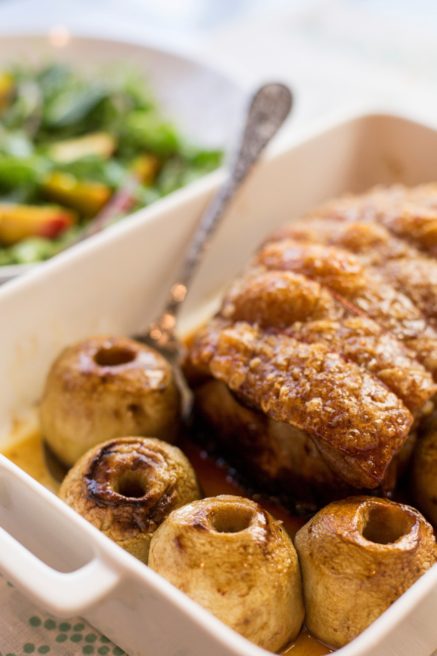 Crackling Pork Loin With Smashed Apple Sauce