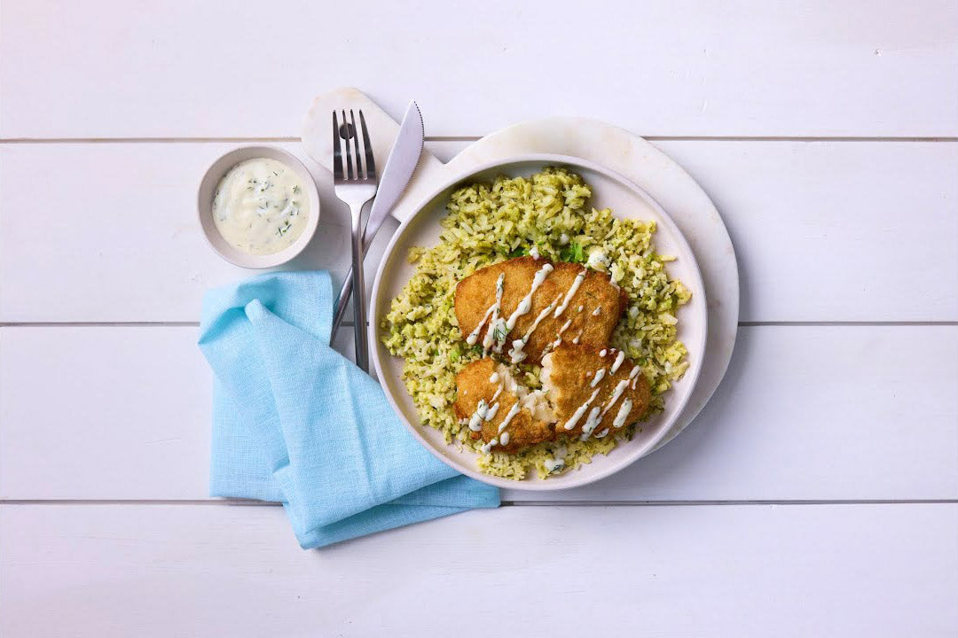 Marry Me Crispy fish creamy herb mayo and rice bliss