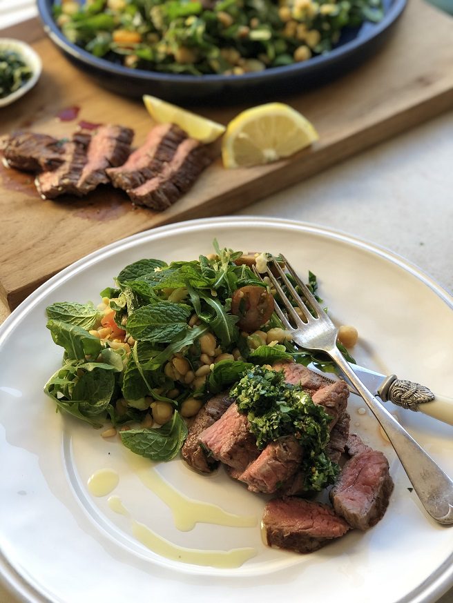 Italian Grilled Flank Steak with Salmoriglio Sauce