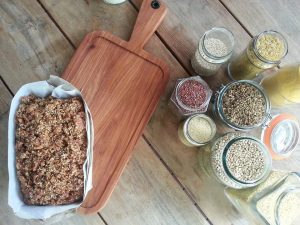 Nourishing millet recipes - Pear and ginger loaf and jars of grains