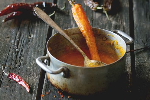 Carrot oranges and ginger soup