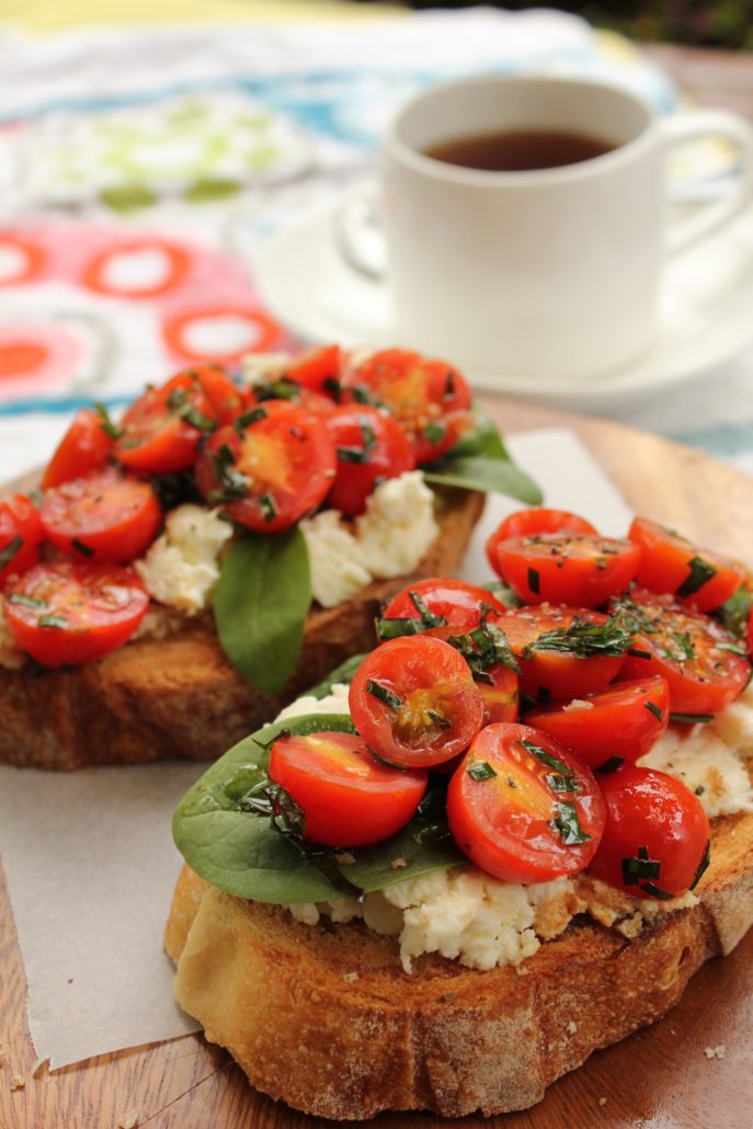 Spinach, tomato and herb ricotta bruschetta recipe Dominique Rizzo