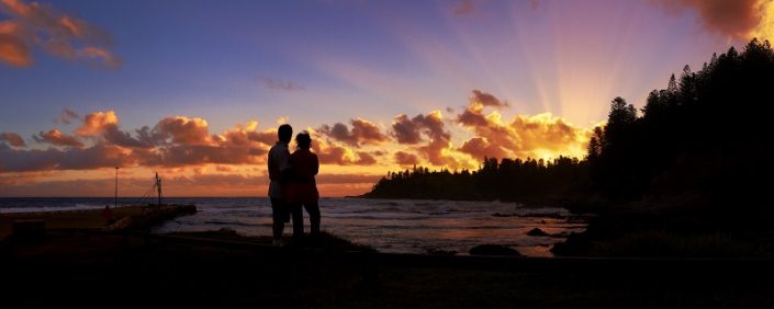 Norfolk Island couple sunset