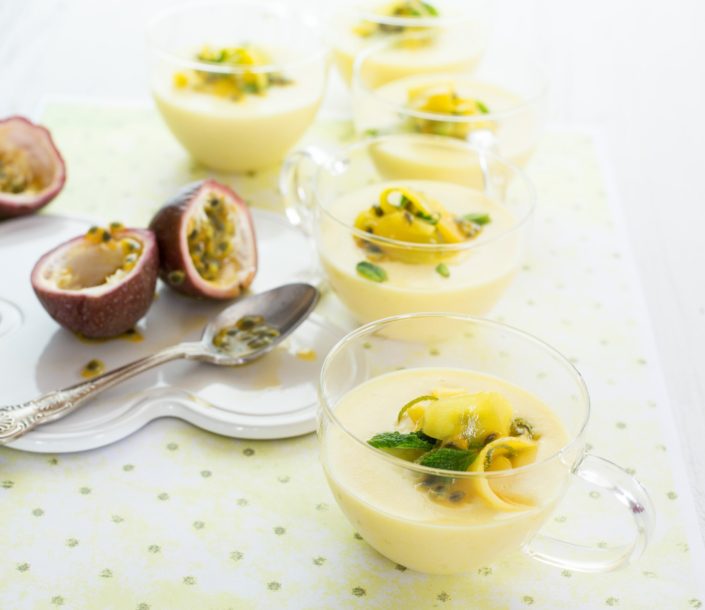 Mango and lime coconut cream mousse