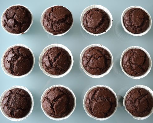 Chocolate avocado muffins