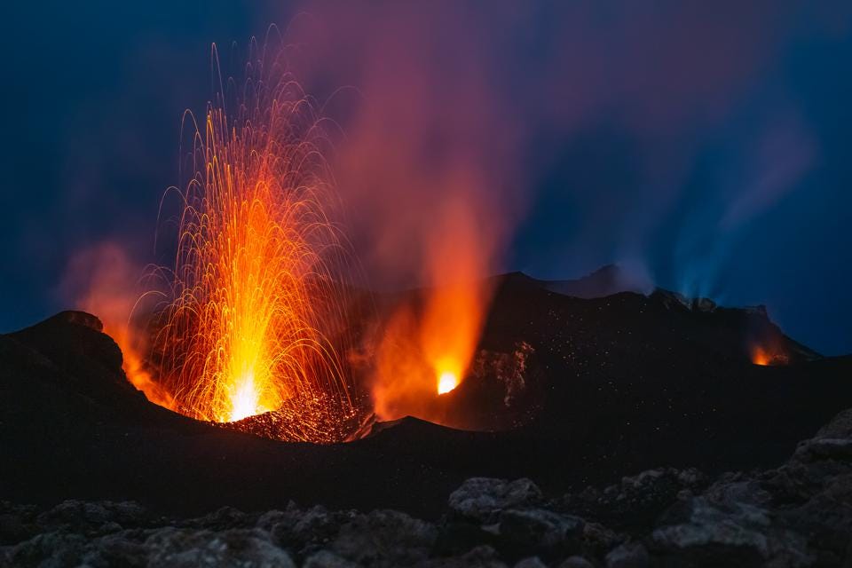 Stromboli Island erupting